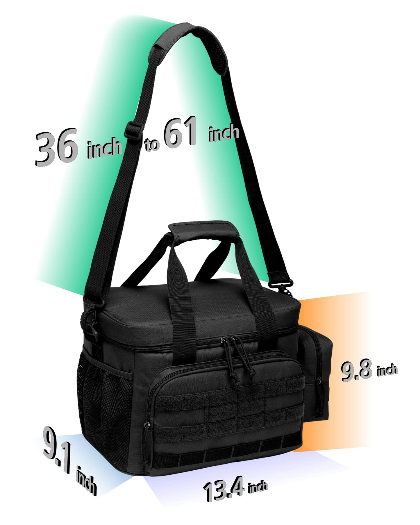 TACTICISM Lunch Box for Men - 20L Tactical Leakproof Insulated Lunch Bag Adult, Portable Soft Coolers with Detachable Molle Pouch for Camping Fishing Beach Picnic Work, Black