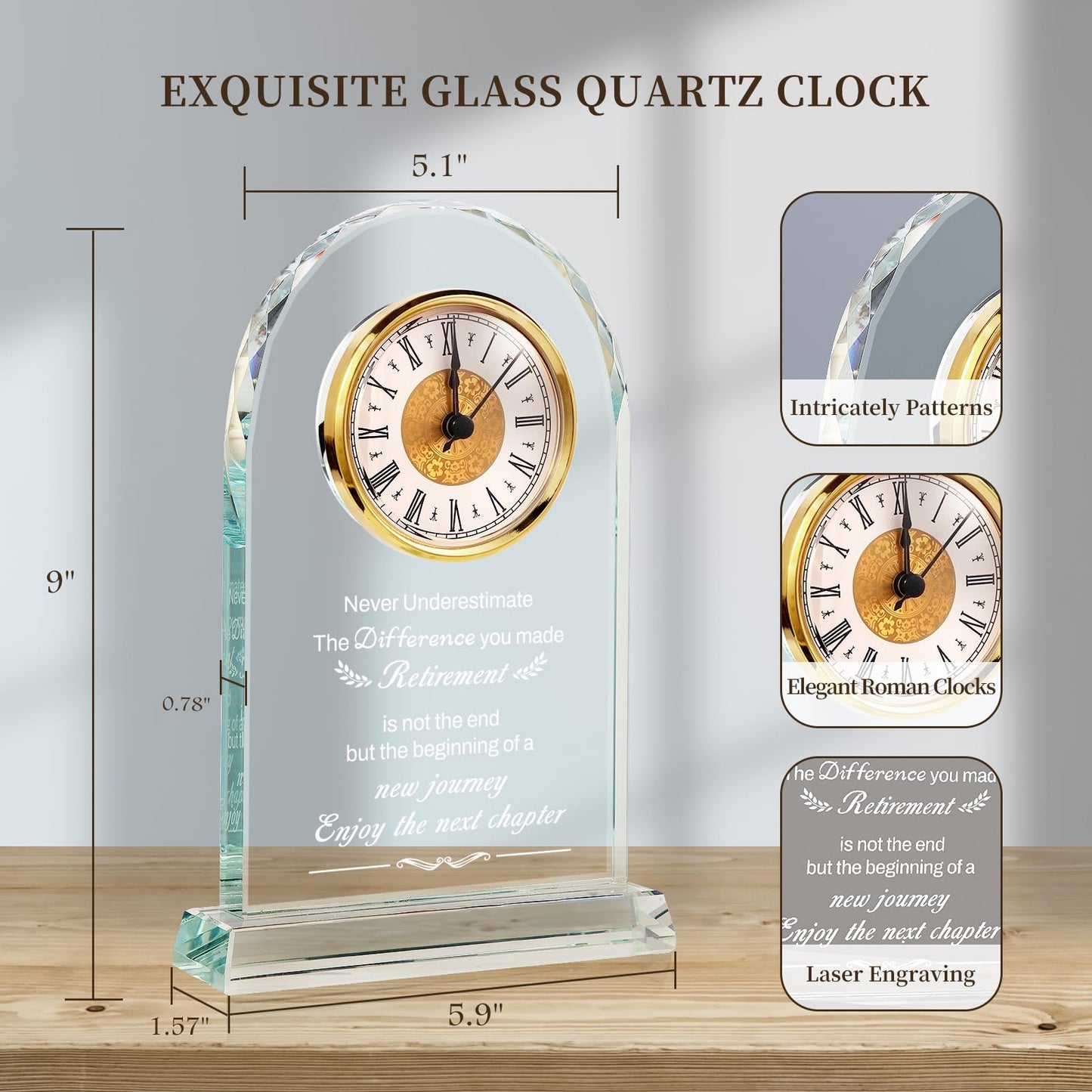 Retirement Gift for Woman & Men - Quartz Desk Clock 2025 Happy Christmas Retirement Gifts for Retired Friends Coworker, Boss, Leader, Employee Leaving Going Away Gift (Enjoy the Next Chapter)