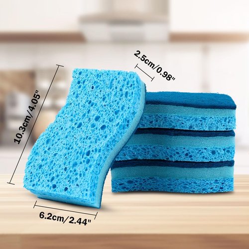 AIDEA Non-Scratch Kitchen Sponges - 24 Count for Safe Cleaning of Non-Stick Cookware & Dishes