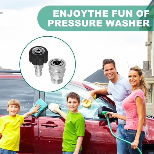 Jewheg Pressure Washer Quick Connect Kit - Upgraded Stainless Steel Adapter Set | M22 Swivel 14mm to 3/8 Inch