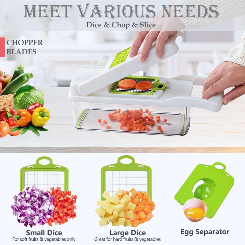 Pro-Series 20-in-1 Vegetable Chopper, Dewpeton Mandoline Slicer, Veggie Chopper, Food Chopper with Container, Vegetable Cutter Chopper & Spiralizer for Onion Salad (Home Essential Gadget & Kitchen)