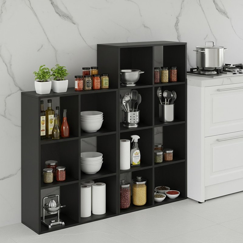 9-Cube Storage Organizer, White Bookshelf with Open Compartments for Home Office, Modern Bookcase Display Shelf for Living Room, Bedroom & Entryway