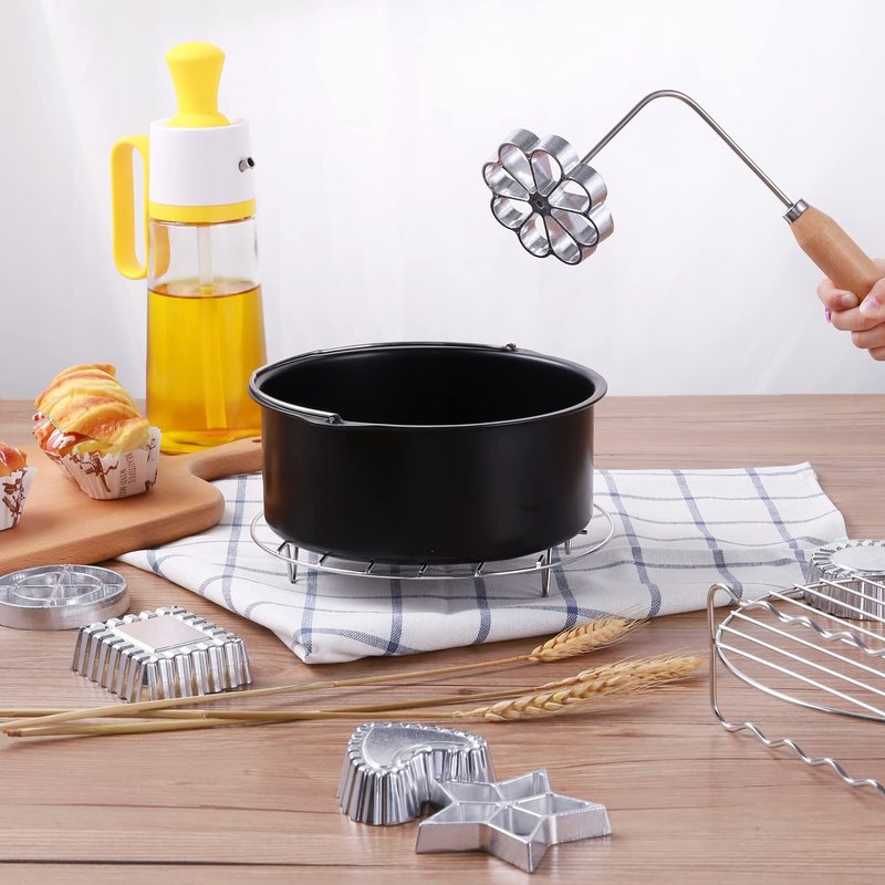 7 Pieces Rosettes Timbale Set, Rosette Iron Set with Handle, Lotus Flower Bunuelos Cookie Maker Mold, Funnel Cake Maker Kit, 2Pcs