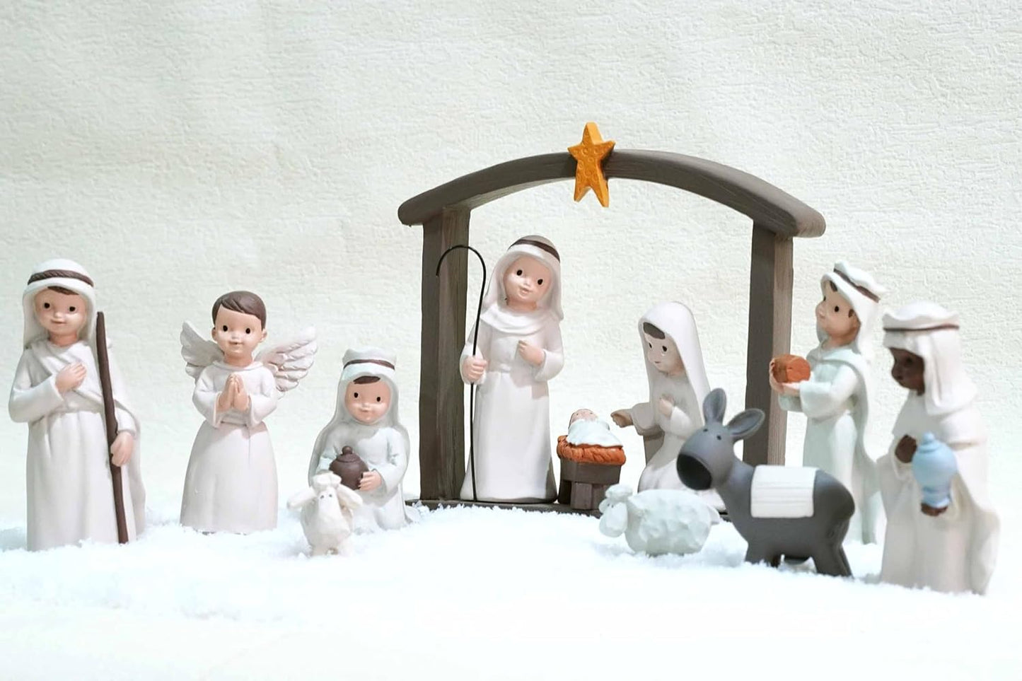 Little People Nativity Set - 12-Piece Mini Christmas Scene with White Figurines for Holiday Decor