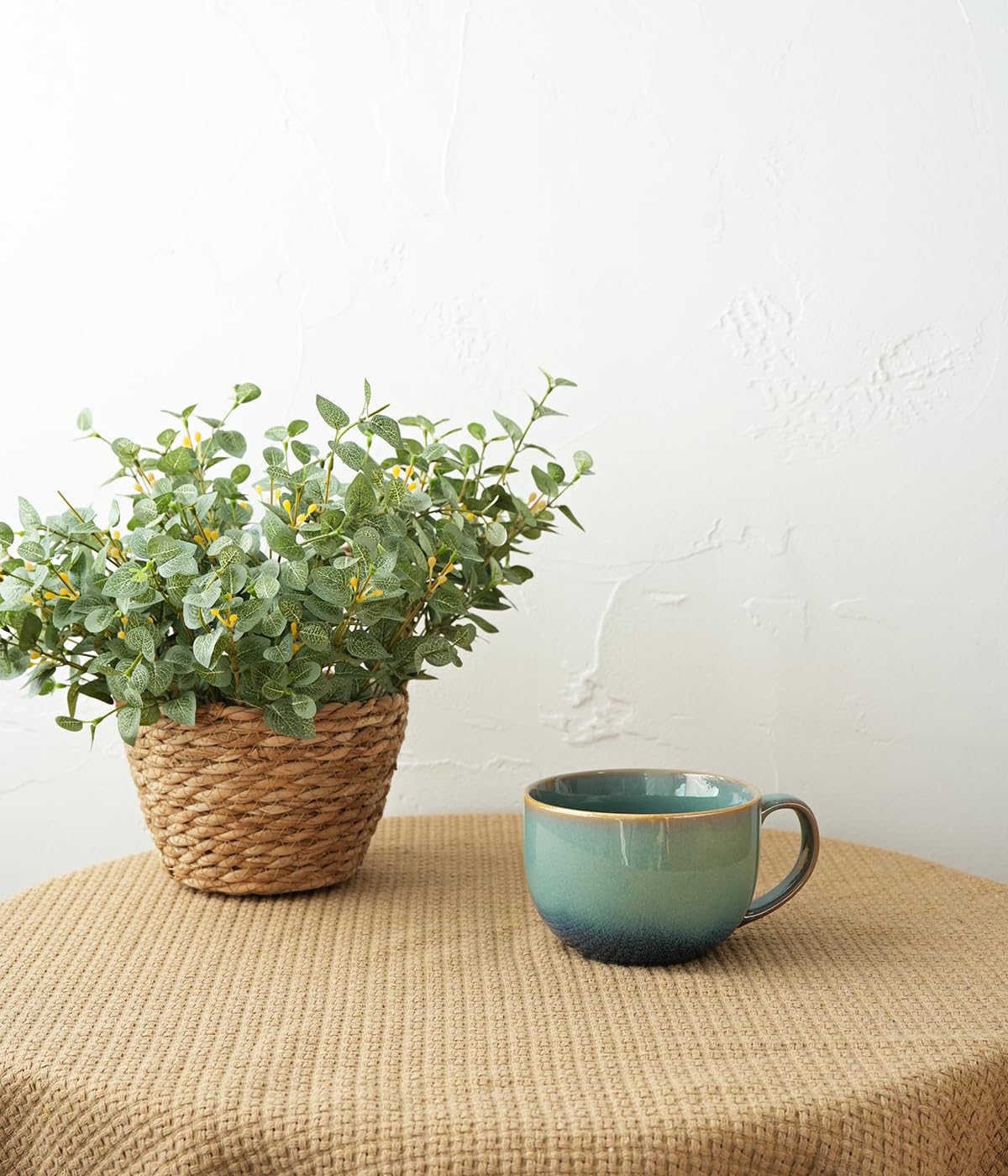 Bosmarlin Ceramic Jumbo Coffee Mug Set of 4, 23 Oz, Large Mug Soup Bowls with Handles, Dishwasher and Microwave Safe (Pale Green)