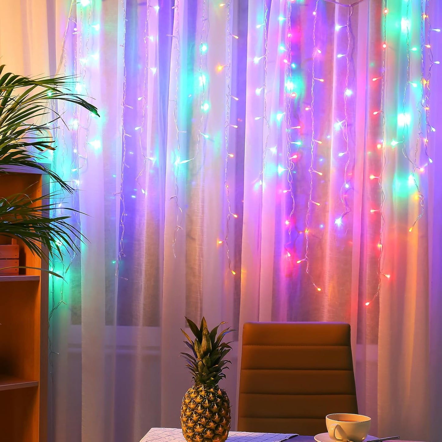 300 LED Twinkle Star Curtain String Lights - Warm White for Wedding, Home & Garden Decor