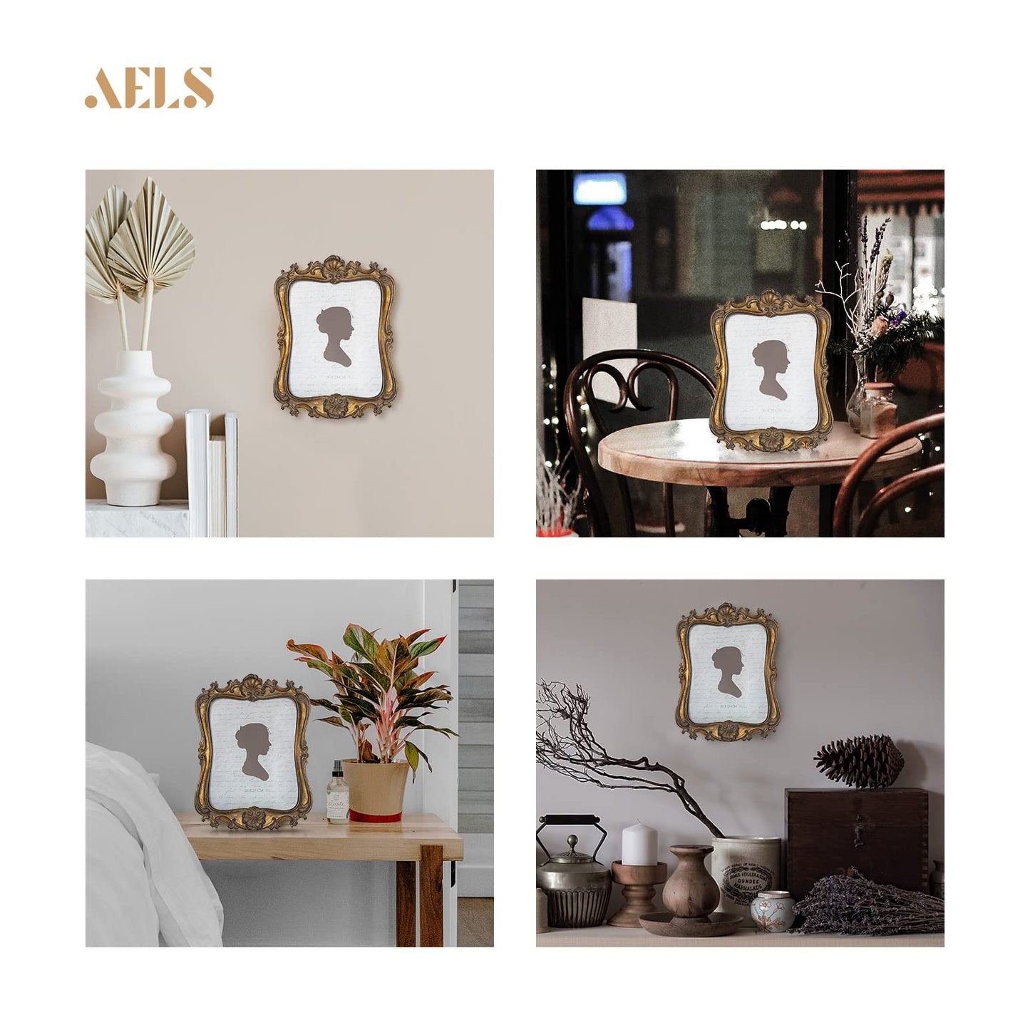 AELS 8x10 Inch Vintage Picture Frame, Elegant Antique Photo Frames with Glass Front, Photo Display, Tabletop Wall Hanging, Gift Ideas, Distressed Dark Bronze