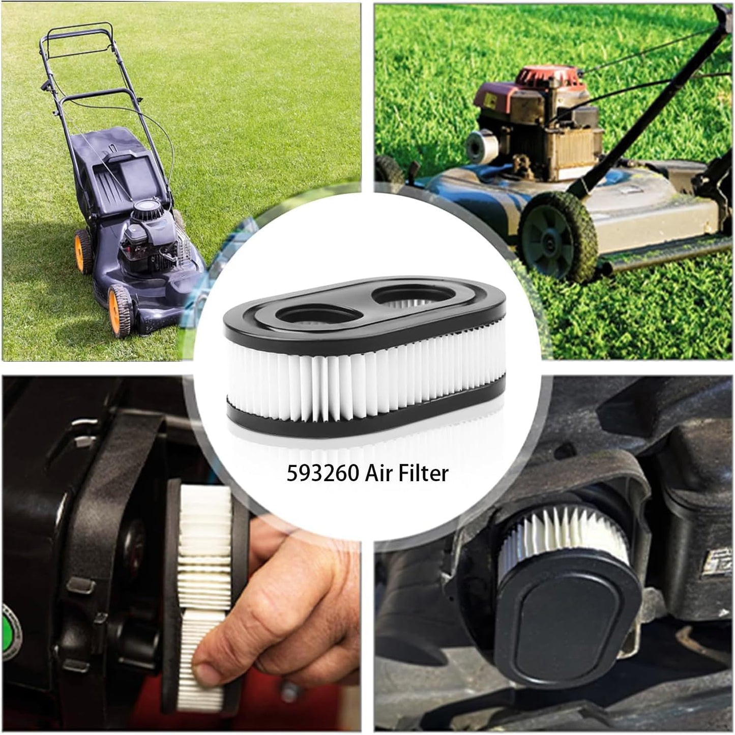 593260 Air Filter - Compatible Lawn Mower Air Cleaner Cartridge for BS Engines | Durable & Efficient