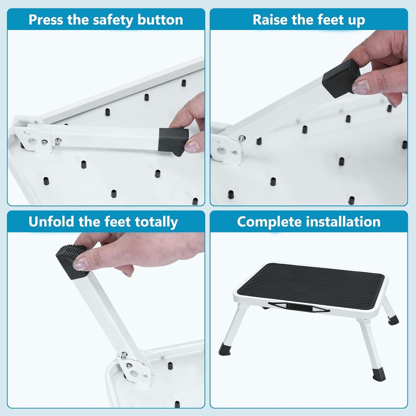 Simple Deluxe Step Stool - Foldable Heavy Duty Foot Stool with Non-Slip Platform | 330 Lbs Capacity
