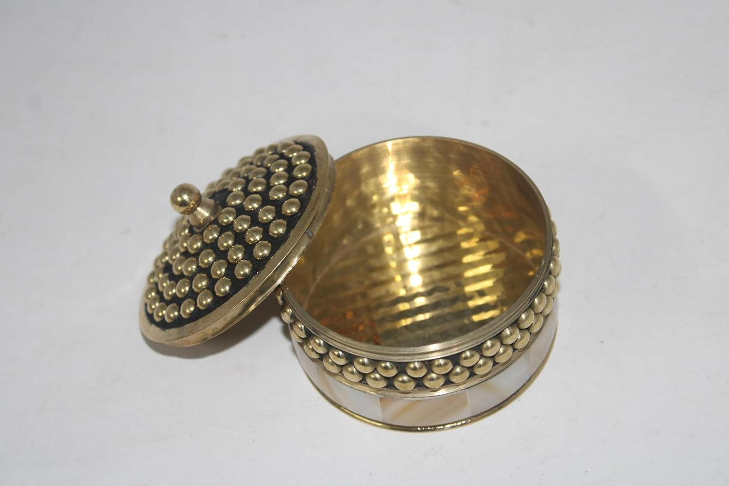 Decorative Jewelry Trinket Box Unique Gift For Home Décor Antique Metal Case with Mother of Pearl Sindoor Box/Coin Box (All Set Black)