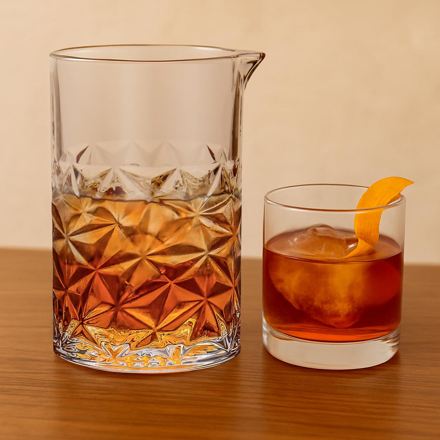 Cocktail Mixing Glass, 24 FL OZ Crystal Stirring Glass, Durable Thick Bottom Heavy Base Design, Bartender Gifts for Men, Elegant and Functional Home Barware Tools