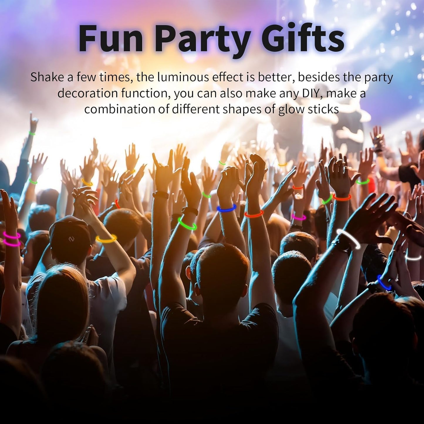 Skiennix 200-Pack 8'' Glow Sticks - Neon Yellow Light-Up Party Favors with Connectors for Birthdays & Holidays