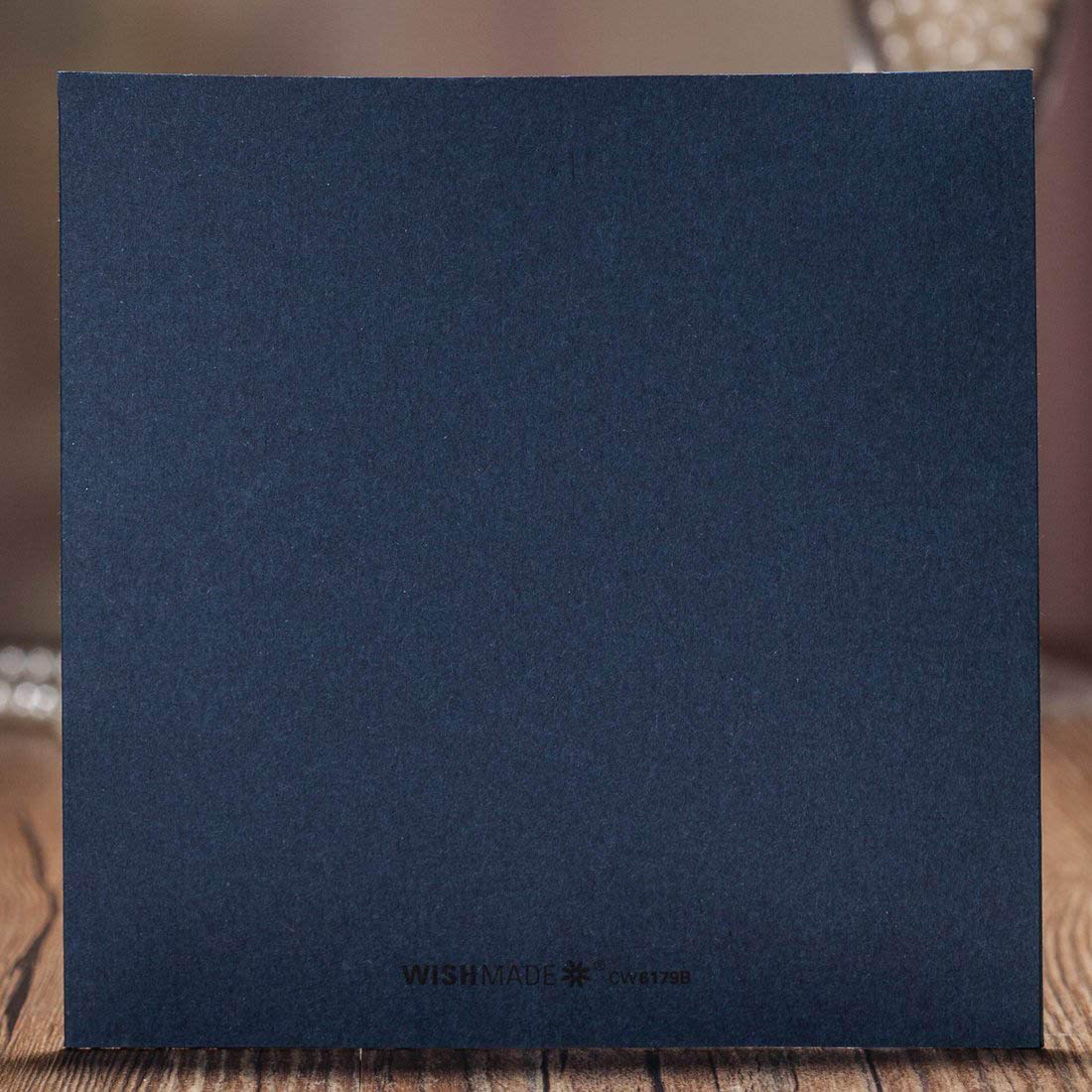 WISHMADE Jofanza 5.9x5.9 Inch 50PCS Navy Blue Laser Cut Wedding Invitation Cards with Bowknot and Envelopes Kraft Paper Blank invitation for Wedding Engagement Party Invite