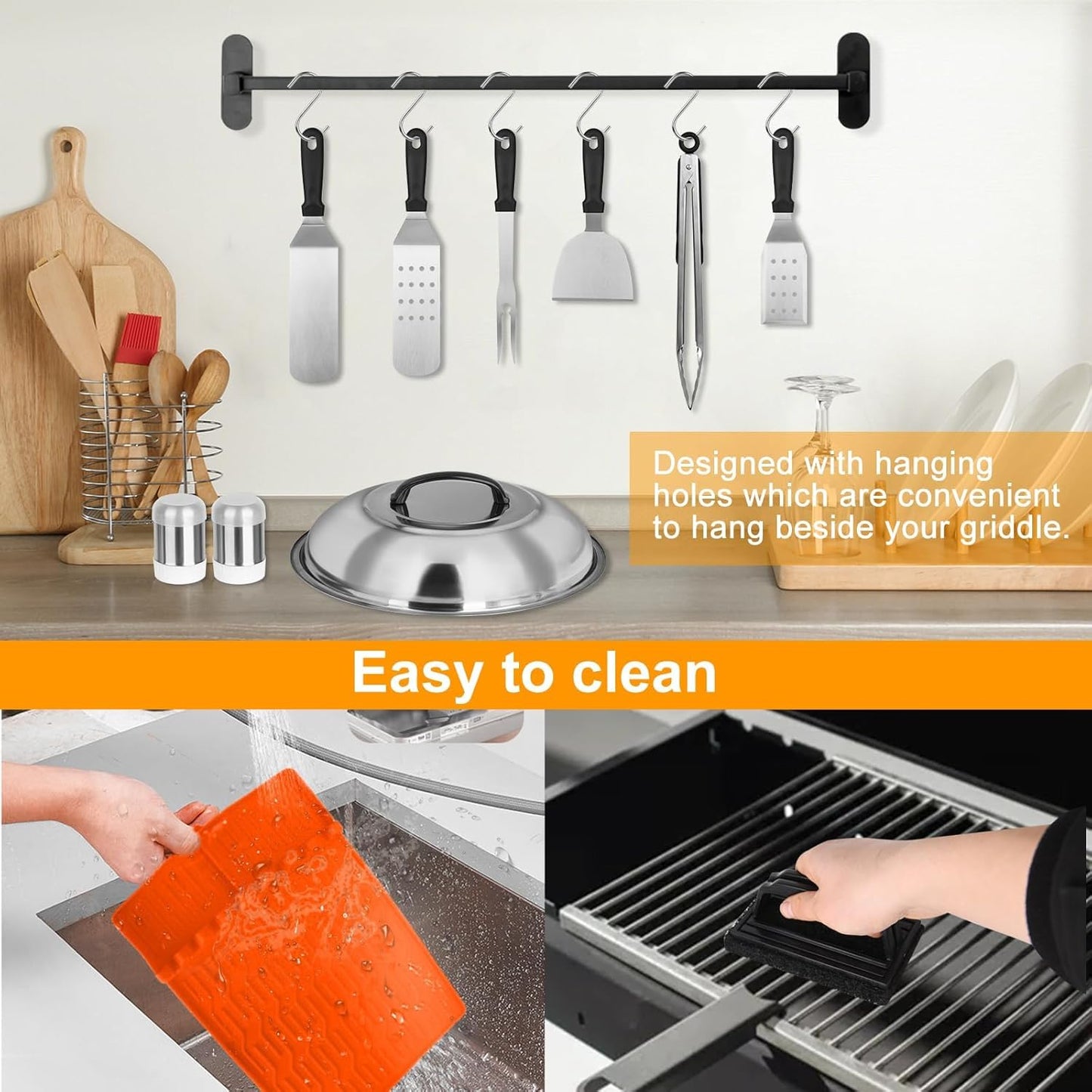 Skiennix 30-Piece Griddle Accessories Kit - Essential Flat Top Grill Tools for Outdoor Barbecue