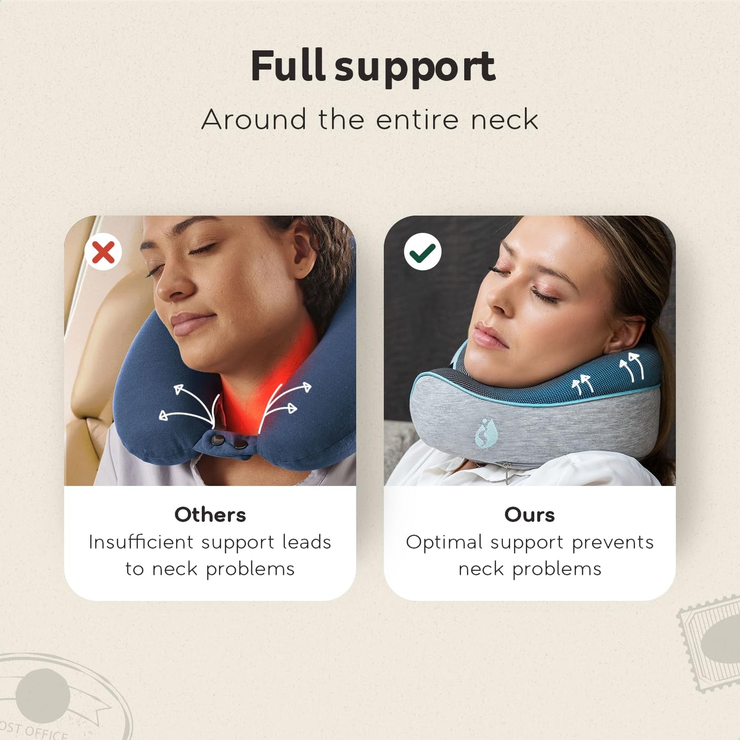 TRAVARA Neck Pillow Airplane - Travel Neck Pillow - Airplane Pillow with 360° Memory Foam Neck Support - Travel Pillow for Sleeping - Travel Pillows for Airplanes