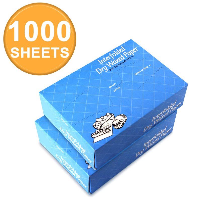 Fit Meal Prep 1000 Sheets 6 x 10.75” Dry Wax Paper Sheets for Food, Greaseproof Sandwich Wrapping, Interfolded Deli Wax Paper for Fries, Burgers, Food Basket, Made in USA