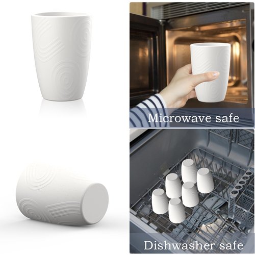 Homienly Kitchen Cups 12 OZ Wheat Straw Drinking Glasses–Unbreakable, Lightweight & Reusable Alternative to Plastic Cups,Dishwasher Safe Cups for Kitchen & Outdoor Use (White, 6 PCS)