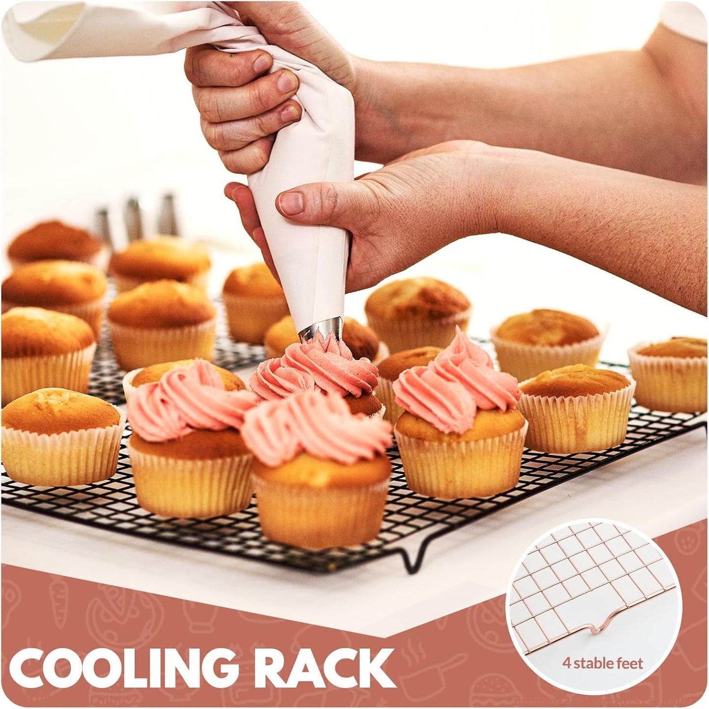 Skiennix Cooling Racks - 2 PCS Stainless Steel Baking Racks | 15x10 Inches, Oven Safe Design