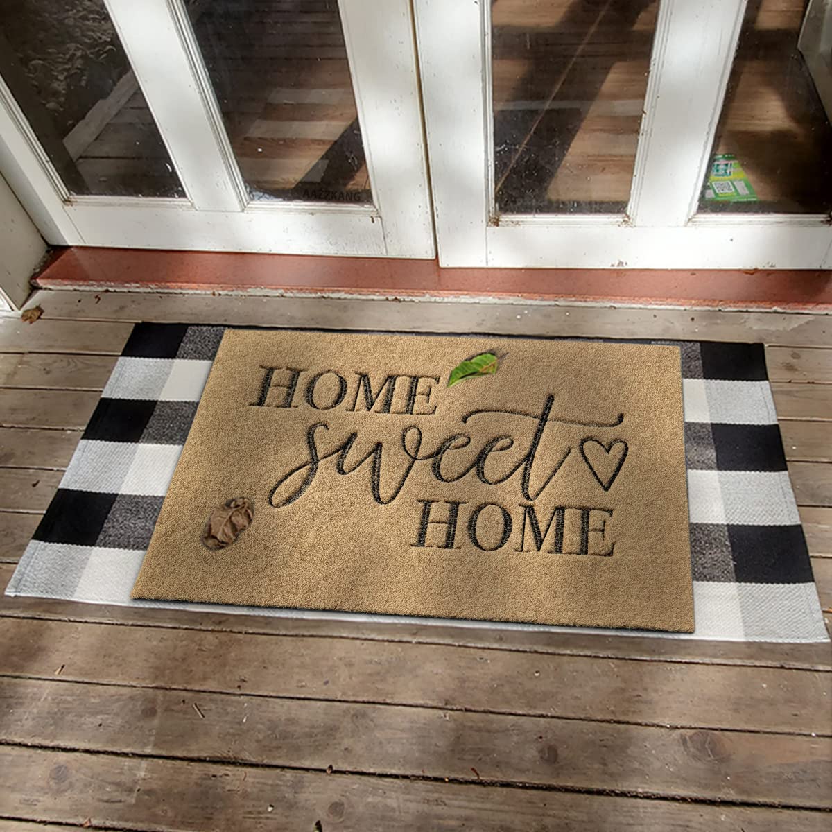 AAZZKANG Brown Welcome Mats for Front Door Large Home Sweet Home Doormat 36"x24" Outdoor Indoor Non Slip Mat with Rubber Backing Easy to Clean Entry Door Mat