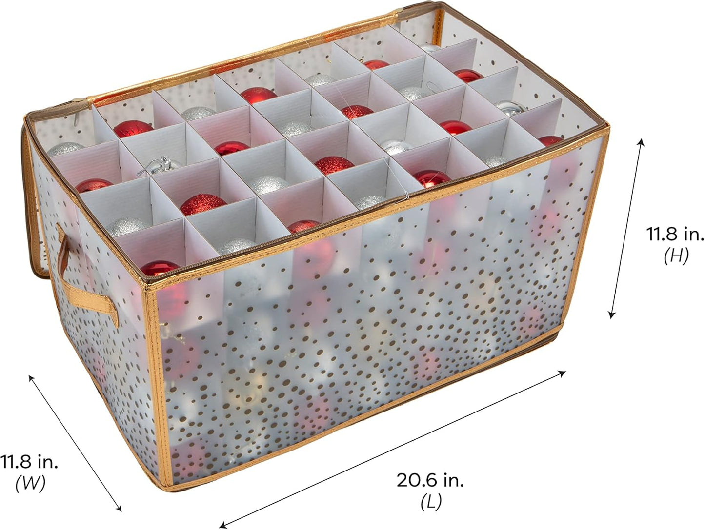 Ornament Storage Organizer for 112 Ornaments | Zipper Closure | Space-Saving Red Design