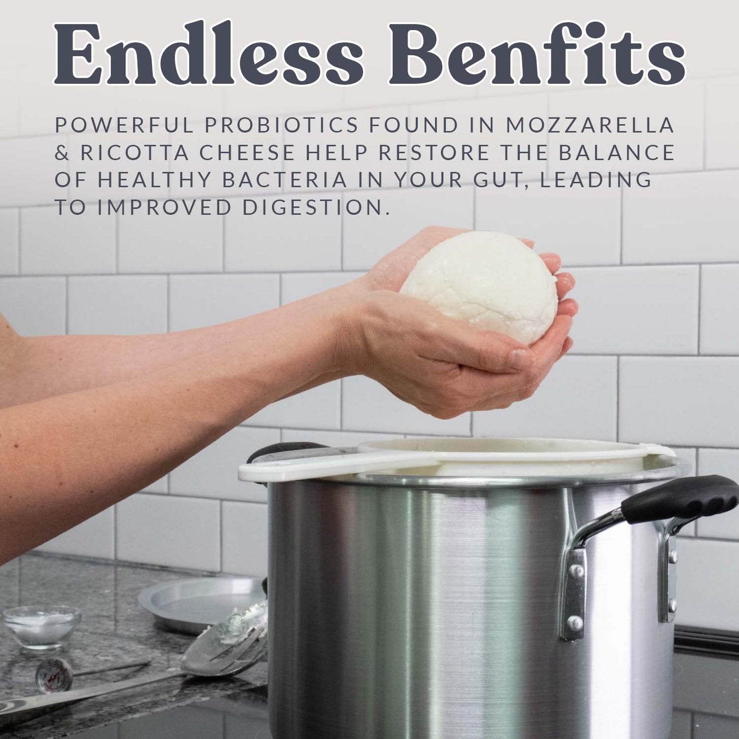 Mozzarella & Ricotta Cheese Making Kit | 5 Piece DIY Kit Includes Cheesecloth, Vegetable Rennet, Citric Acid, Cheese Salt, & Cooking Thermometer | Great Gift Ideas | Italian Cheese Making Supplies