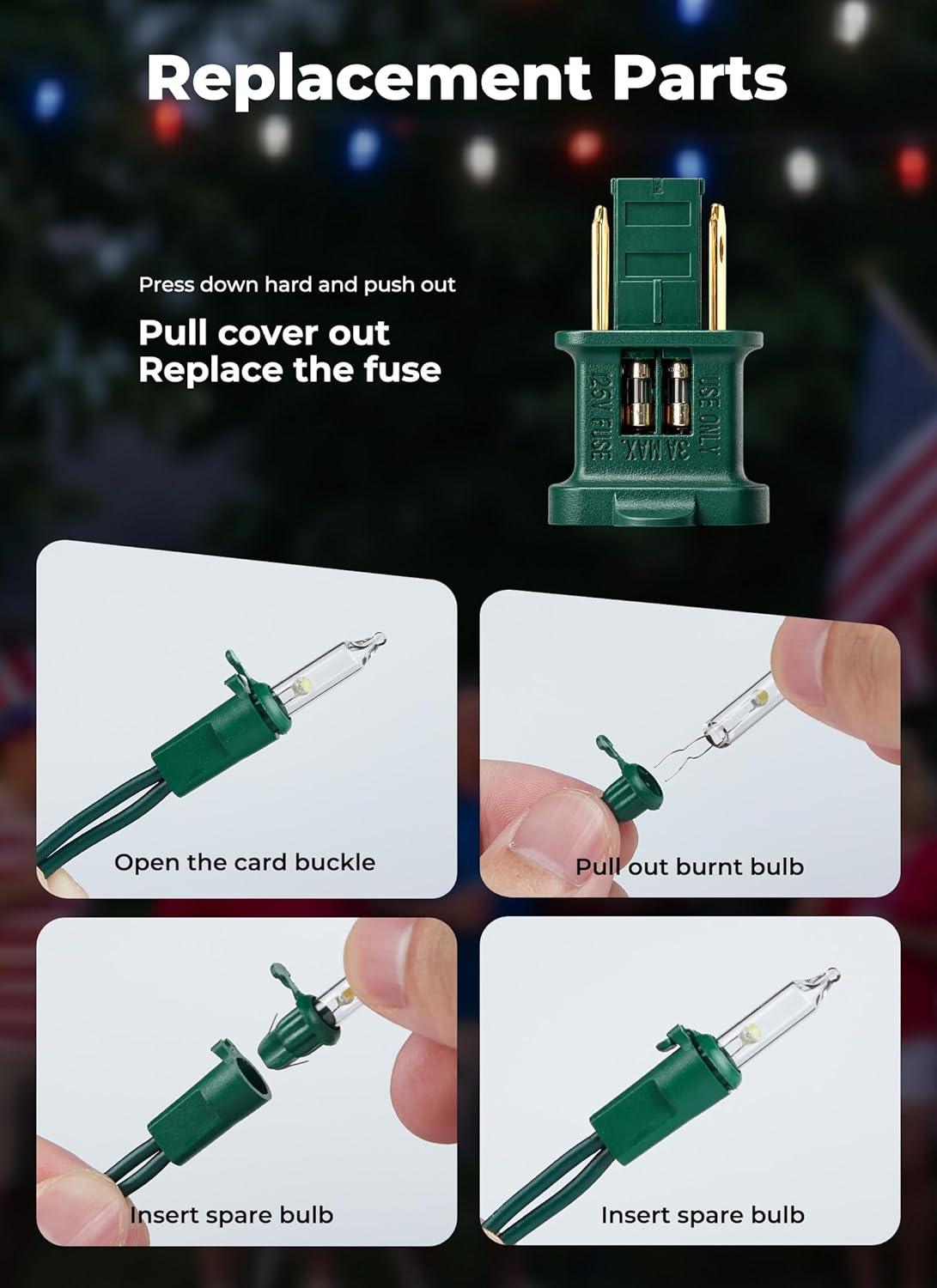 Minetom LED Christmas String Lights - 100 Count, 22 Feet, Waterproof Patriotic Mini Lights for 4th of July & Holiday Decor