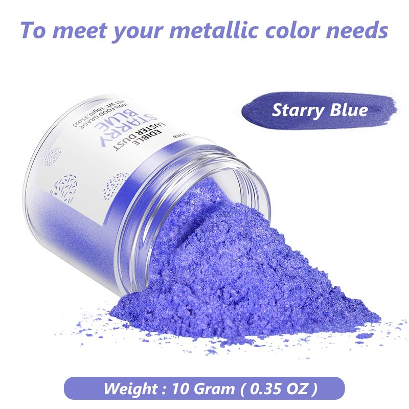 StarryBlue Edible Luster Dust 10 Grams, Food Grade Cake Luster Dust Tasteless Dessert Dusting Powders for Baking Cherrysea Food Coloring Powder for Cupcakes, Cake Pops,Fondant,Chocolate, Candy