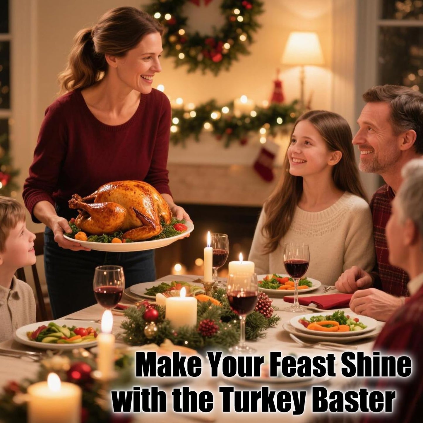 BAUSAR Large Turkey Baster for Cooking - Premium Baster Syringe for Hot Liquids - Heat-Resistant Silicone Bulb, Easy-Grip Design with Cleaning Brush - Dishwasher Safe - Baste Food with Ease - Black
