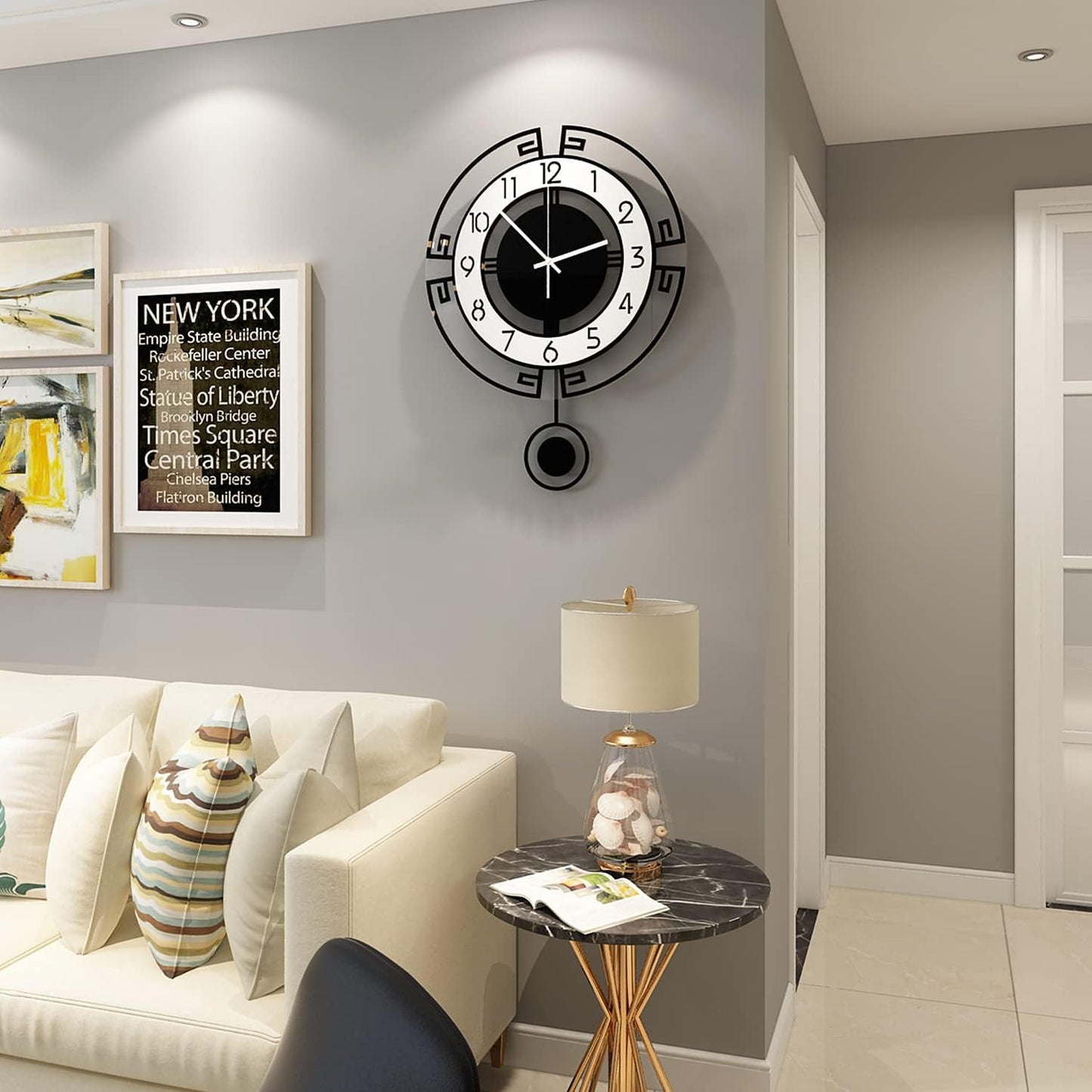 MEISD Modern Decorative 21 Inch Big Silent Wall Clock for Living Room, Bedroom, Kitchen, Home Office - Battery Operated, Analog Display