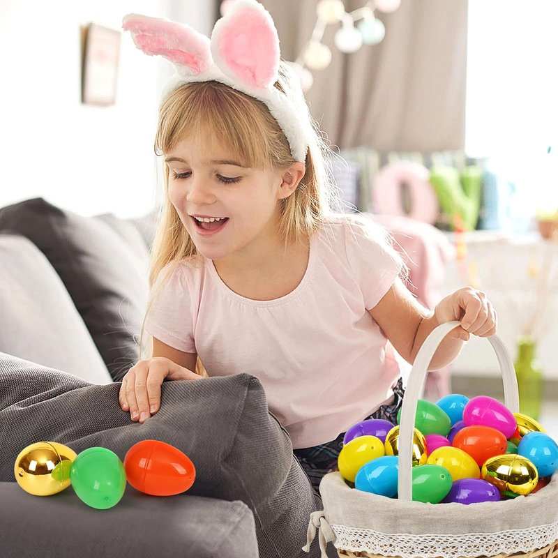 YEAHBEER 150 Easter Eggs, 2.36" Bright Colors Plastic Easter Eggs Empty Include 6 Golden Eggs for Easter Hunt,Filling Treats, Basket Stuffers, Party Favor (150 Pack)