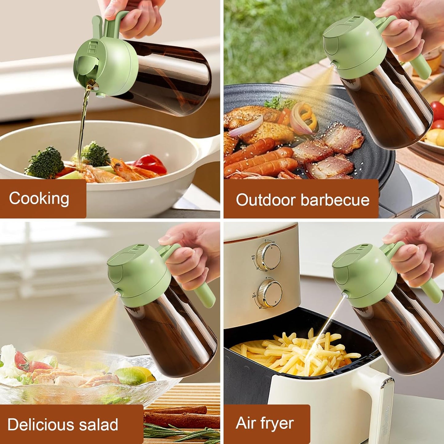 YARRAMATE Light Blocking Oil Sprayer - 16oz Food-Grade Olive Oil Dispenser Bottle | Premium Dark Amber Glass for Cooking & BBQ