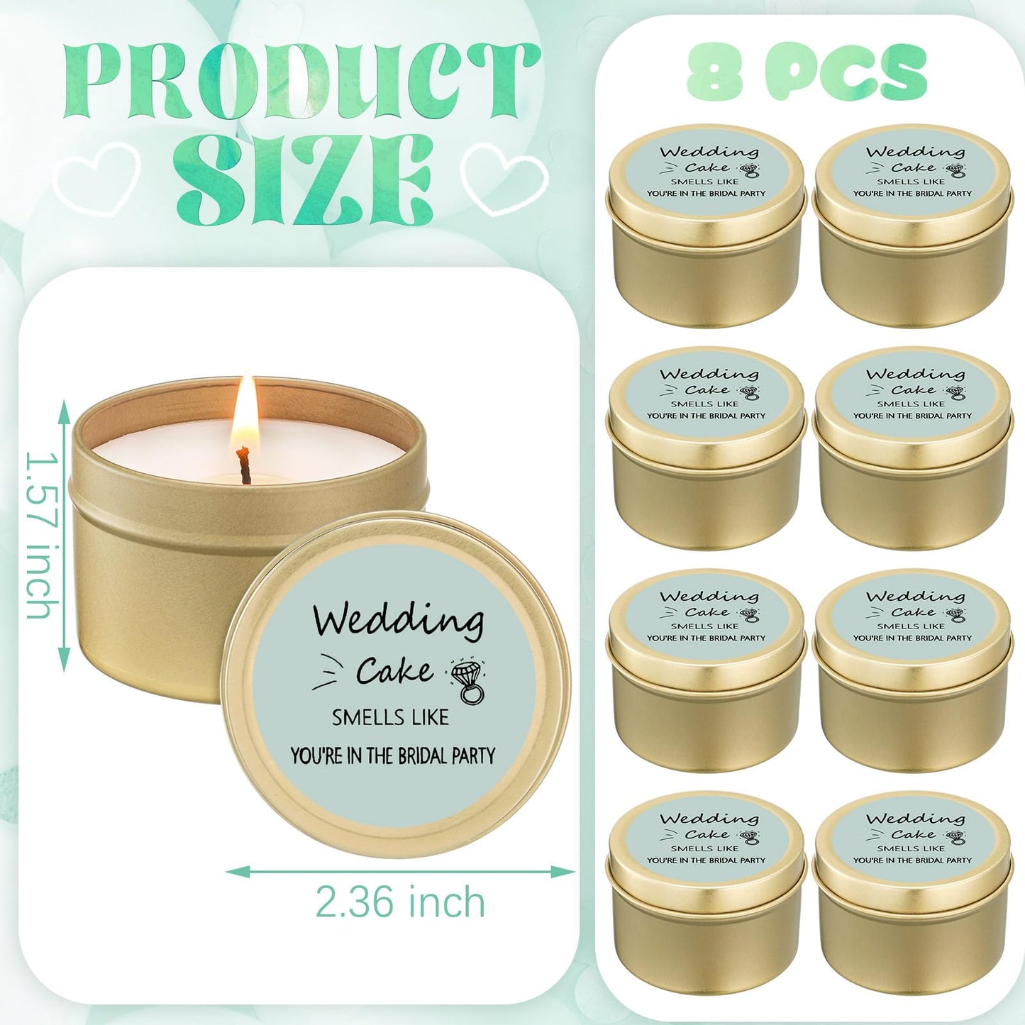 Conelist 8 Pcs Bridesmaid Proposal Gifts Smells Like You're in The Bridal Party Candles Bridesmaid Gifts Natural Soy Wax Candles for Bridesmaid Best Friends Wedding Gifts (Light Green,Stylish)
