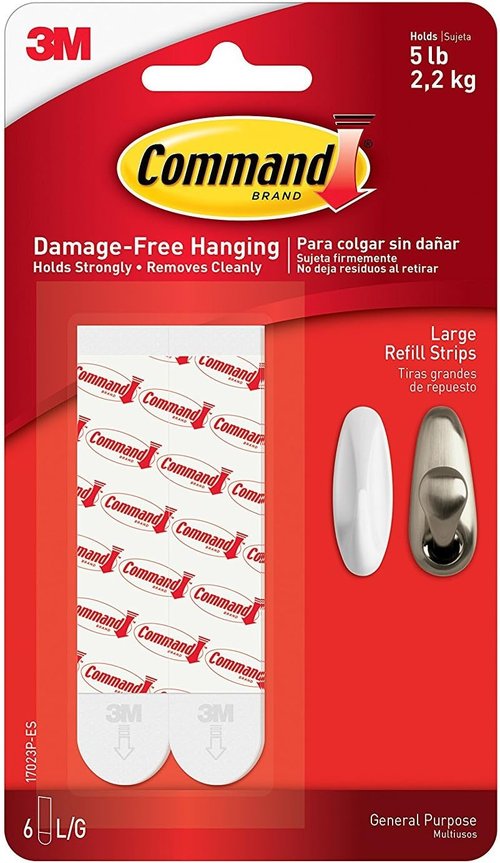 Command | Large Mounting Refill Strips - 6 Durable Strips for Secure Adhesion