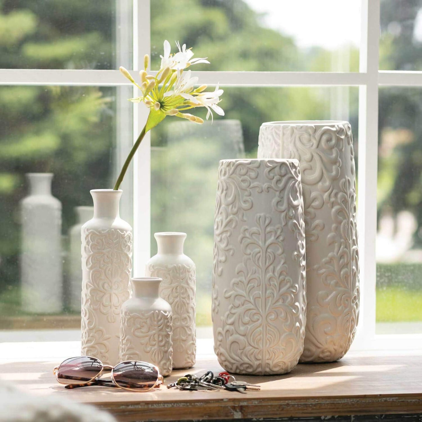 Red Vase Set - Boho Farmhouse Decor for Kitchen, Bedroom & Living Room - CM2407
