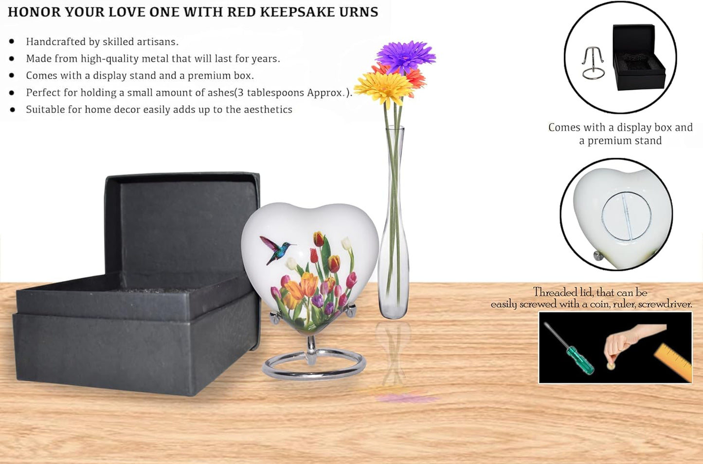 BOLD & DIVINE Adult Purple Hummingbird Cremation Urn | Human Ashes Adult Memorial urn, Burial, Funeral Cremation Urns | 200 Cubic Inches (Large Adult)