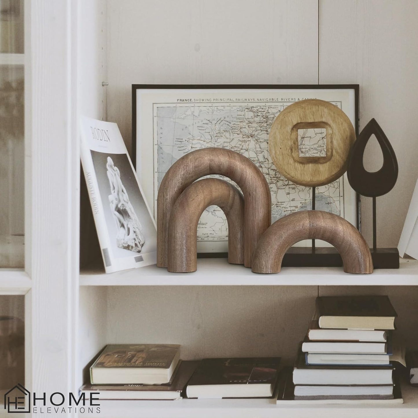 Wooden Arch Decor Set of 3 - Aesthetic Shelf Decor for Coffee Tables & Bookshelves | Acacia Wood Japandi Accents