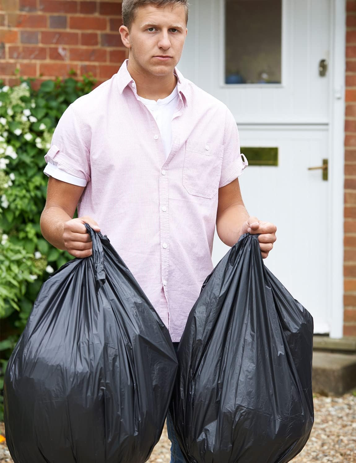 WAIKAS 30 Gallon Trash Bags - Heavy-Duty, Unscented, 10 Count | 78x88cm, No Flaps or Ties