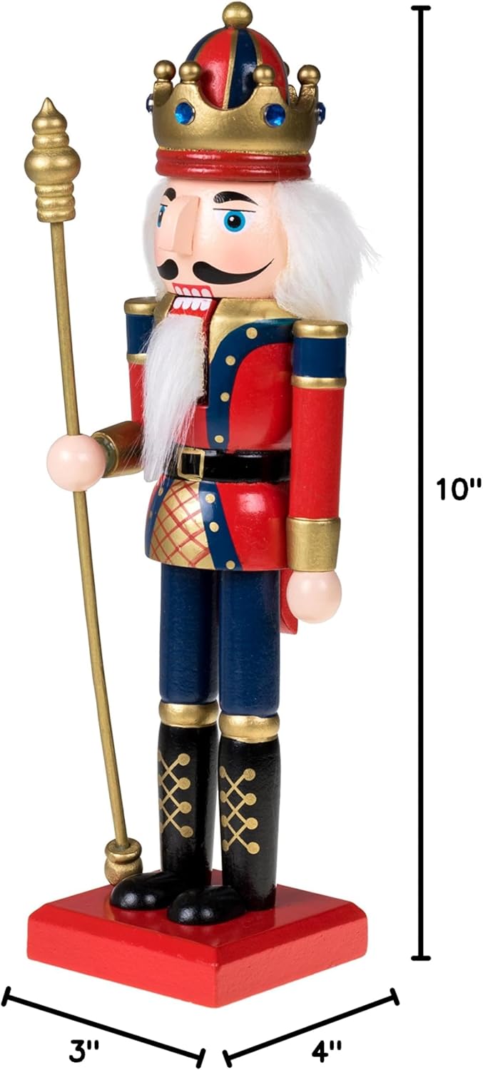 Red Prince 12-Inch Wooden Nutcracker - Festive Christmas Décor for Shelves & Tables