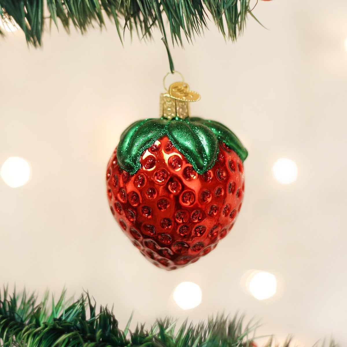 Chocolate Dipped Strawberry Glass Blown Christmas Ornaments - Old World Christmas (28116)