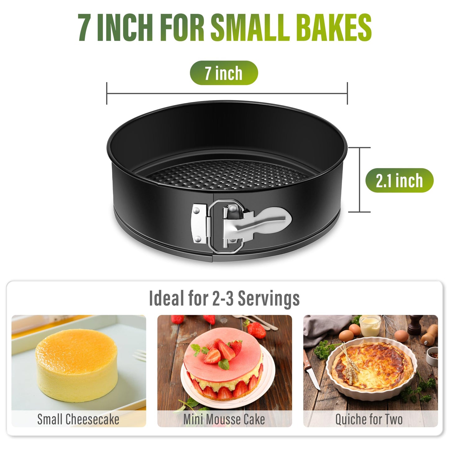 Vakoo Springform Pan - Available in 4, 7, 9, 10 Inch, Nonstick, Leakproof Cheesecake Pan for Baking, Easy Release, No Parchment Paper Needed - 7 Inch