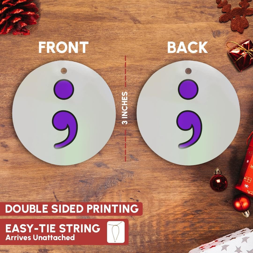 3-Inch Purple Semicolon Snowflake Ornament - Elegant Porcelain Holiday Decor