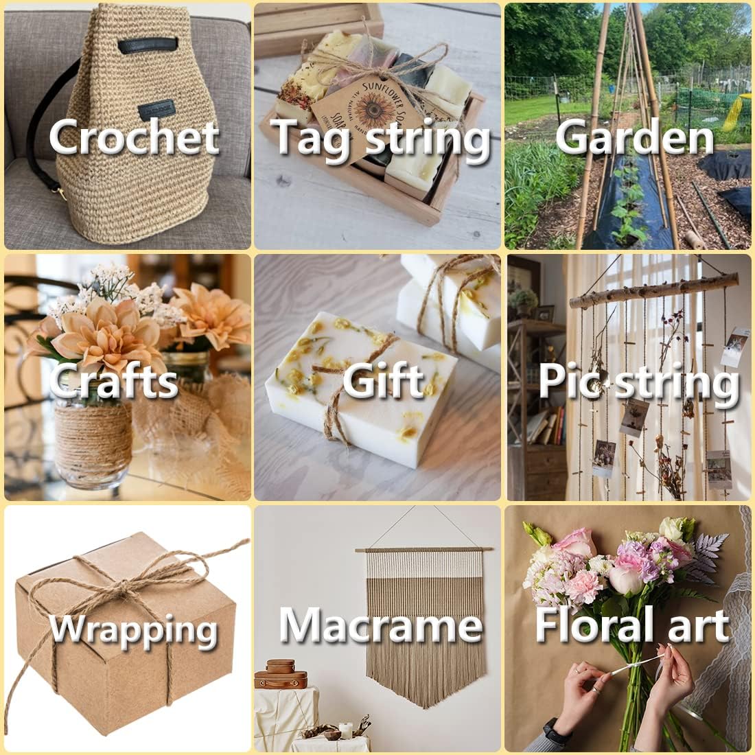 PerkHomy Garden Twine - Strong Natural Jute for Gardening & Crafts | 800 Feet (2 Pcs x 400 Feet)
