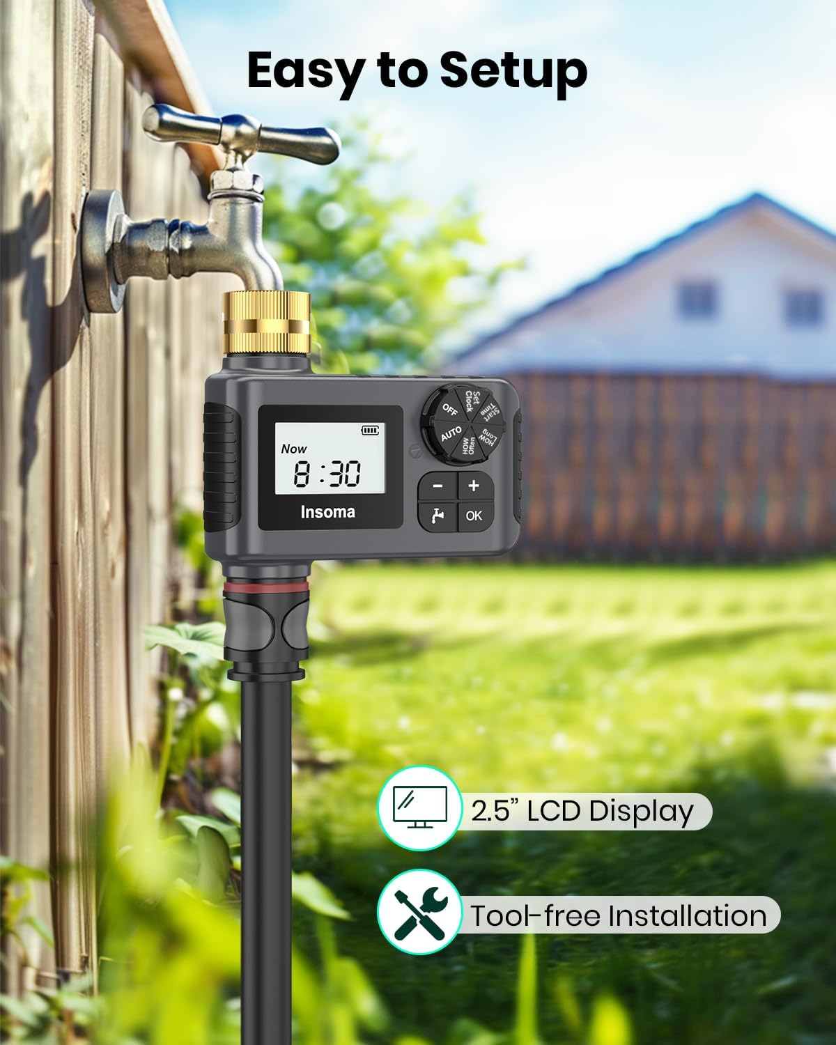 Skiennix Water Timer - 2 PCS Brass Inlet Sprinkler Timer with Rain Delay & Automatic Drip Irrigation
