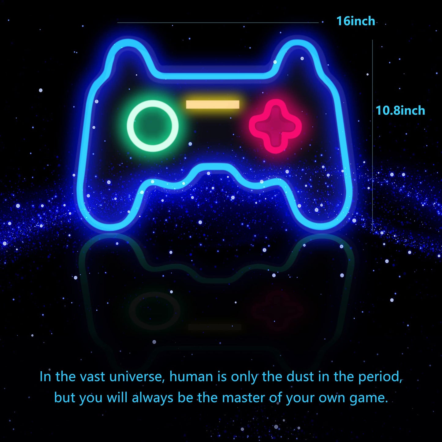 HSEFURNI Gamepad Neon Sign 16" x 11", Birthday Gifts for Teen Boys, USB Powered Light Up LED Signs, Teenage Boy Gifts Ideas, Teen Boys Gift Ideas, Gifts for Teenage Boys, Teenager Gifts