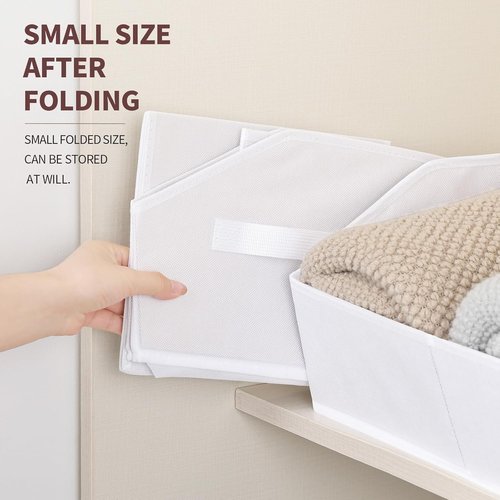 Homsorout Decorative Closet Baskets - Trapezoid Storage Bins with Handles, 10-Pack, White