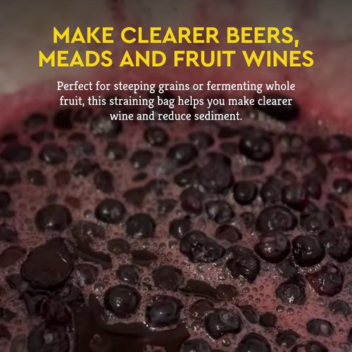 Craft A Brew - Mesh Straining Bag - For Wine Making, Beers & Meads - Nylon Steeping Bags - For Steeping Grains Or Fermenting Whole Fruit - Fits Up to 4-5 lb of Fruit - 15” x 15” - 1 Count