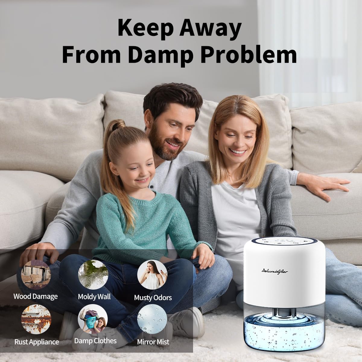 Skiennix 44oz Small Dehumidifier - Auto-Off, Quiet Operation, 10 Color Lights | Ideal for Bedrooms & Closets (215 sq.ft)