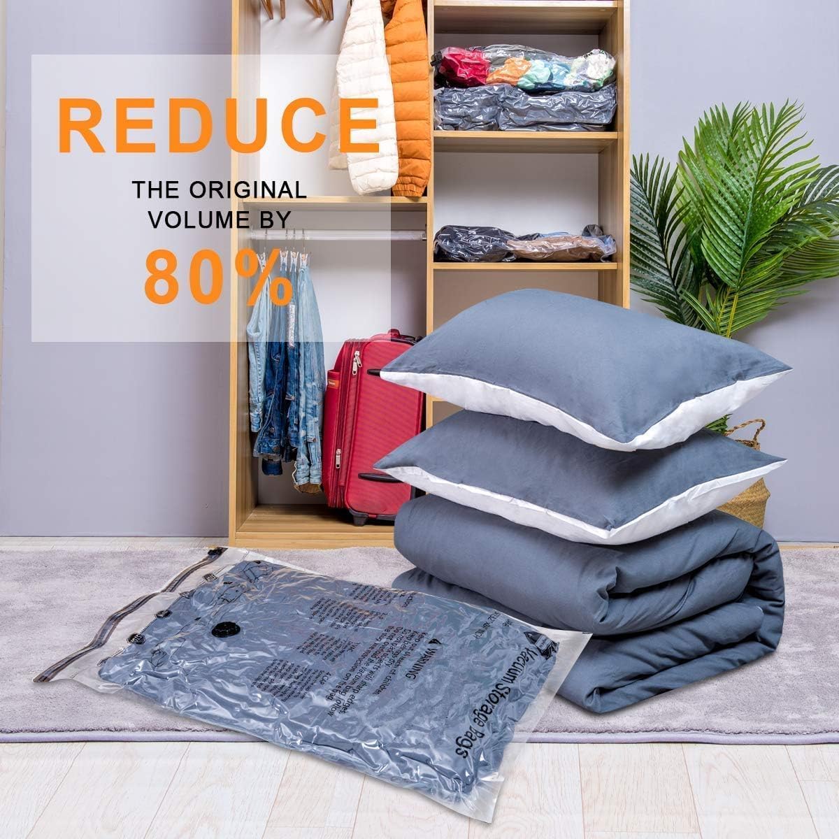 Skiennix Vacuum Storage Bags - XX Large Space Saver Compression Bags for Blankets & Clothes Storage