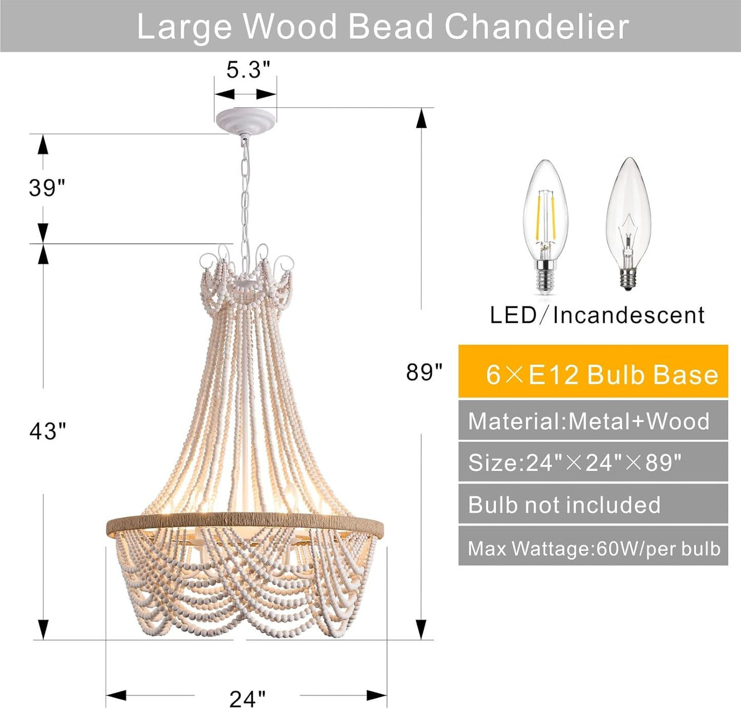 Farmhouse Boho Flush Mount Ceiling Light,3-Light Wood Bead Chandeliers,Black Metal Bohemia Hanging Pendant Lighting,Small Chandelier for Bedroom,Living Room,Entryway,Hallway
