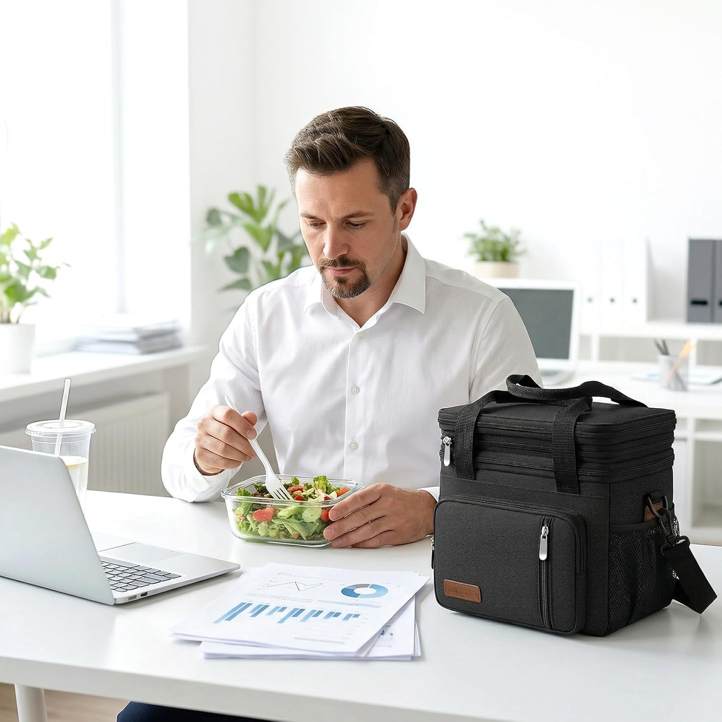 MIYCOO Insulated Lunch Bag - Large Leakproof Cooler for Work, Beach & Travel | Black, 15L